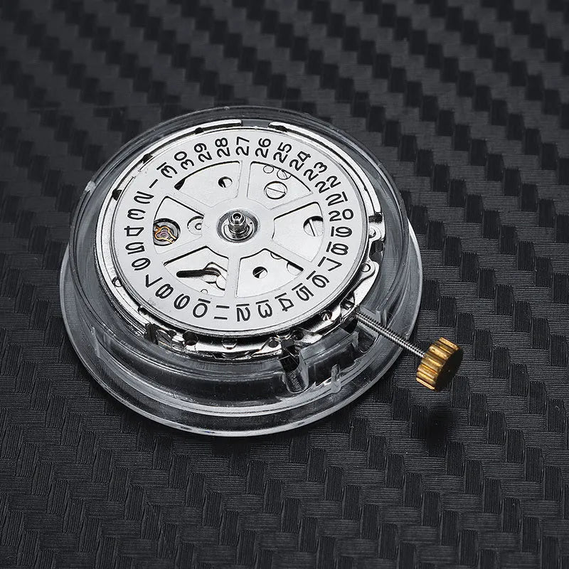 8215 automatic movement replacement in stainless steel with 25mm diameter and silver colour on a plain background