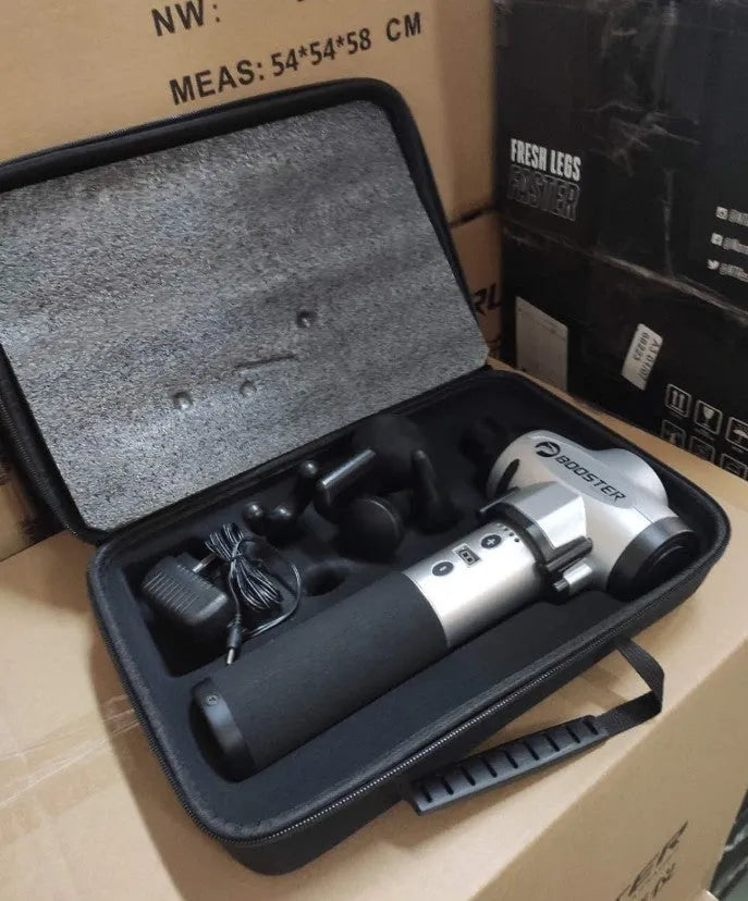 Professional black and white muscle relaxation massager with adjustable speed control