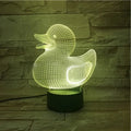 Yellow duck-shaped 3D night light with seven colour LED modes and touch/remote control