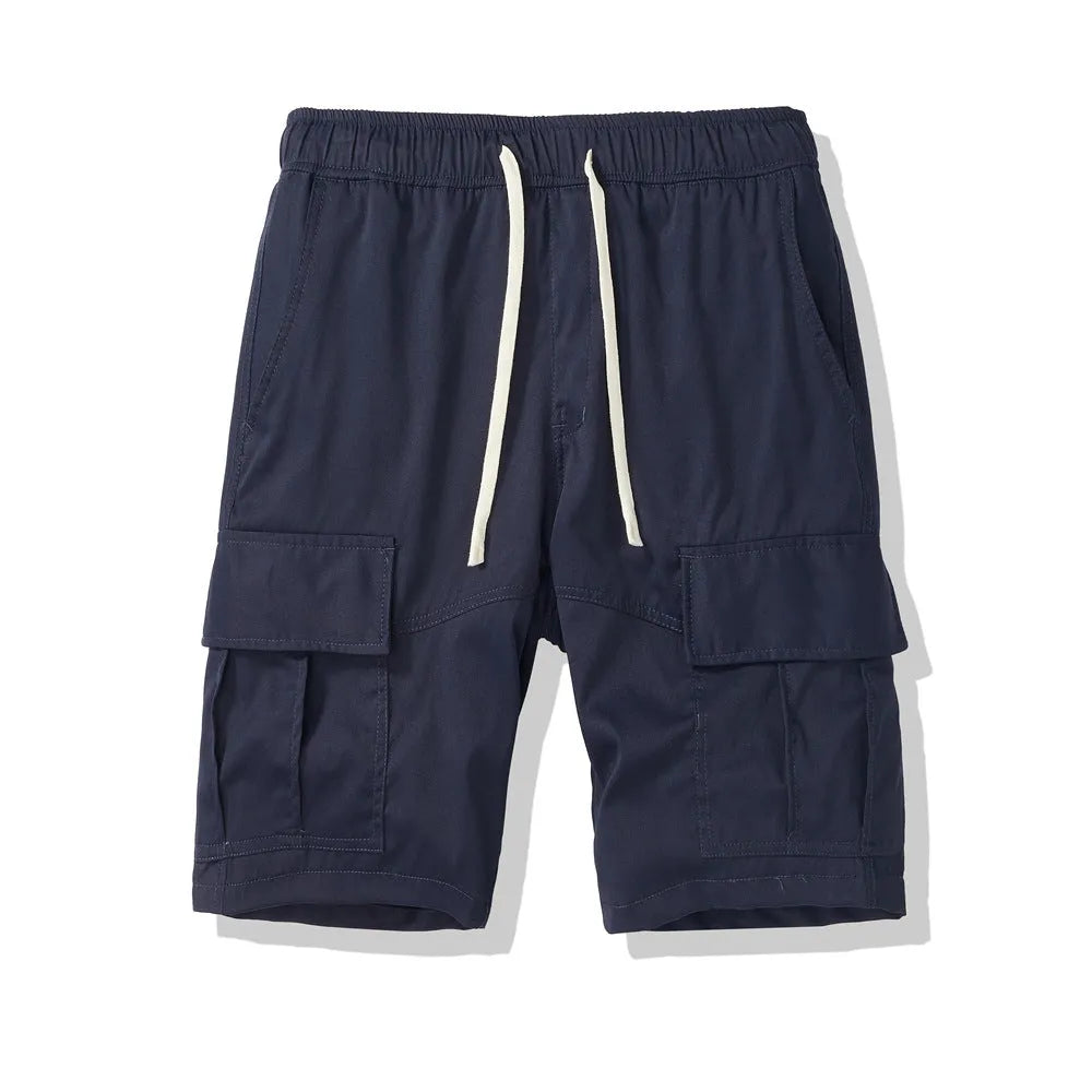 Men's South Korea style cropped pants with multiple pockets in polyester fabric