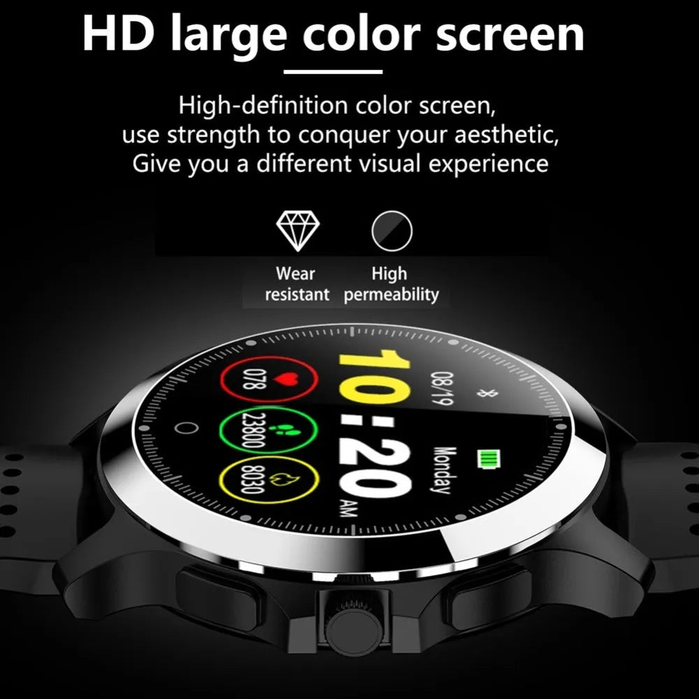 W8 ECG smart bracelet with 304 stainless steel body, round colour screen, and TPU strap