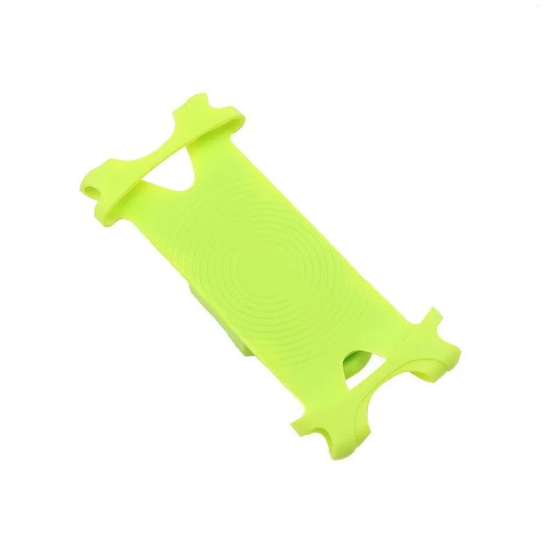 Bicycle phone holder with tough silicone strap and pull buckle, on handlebar, in black