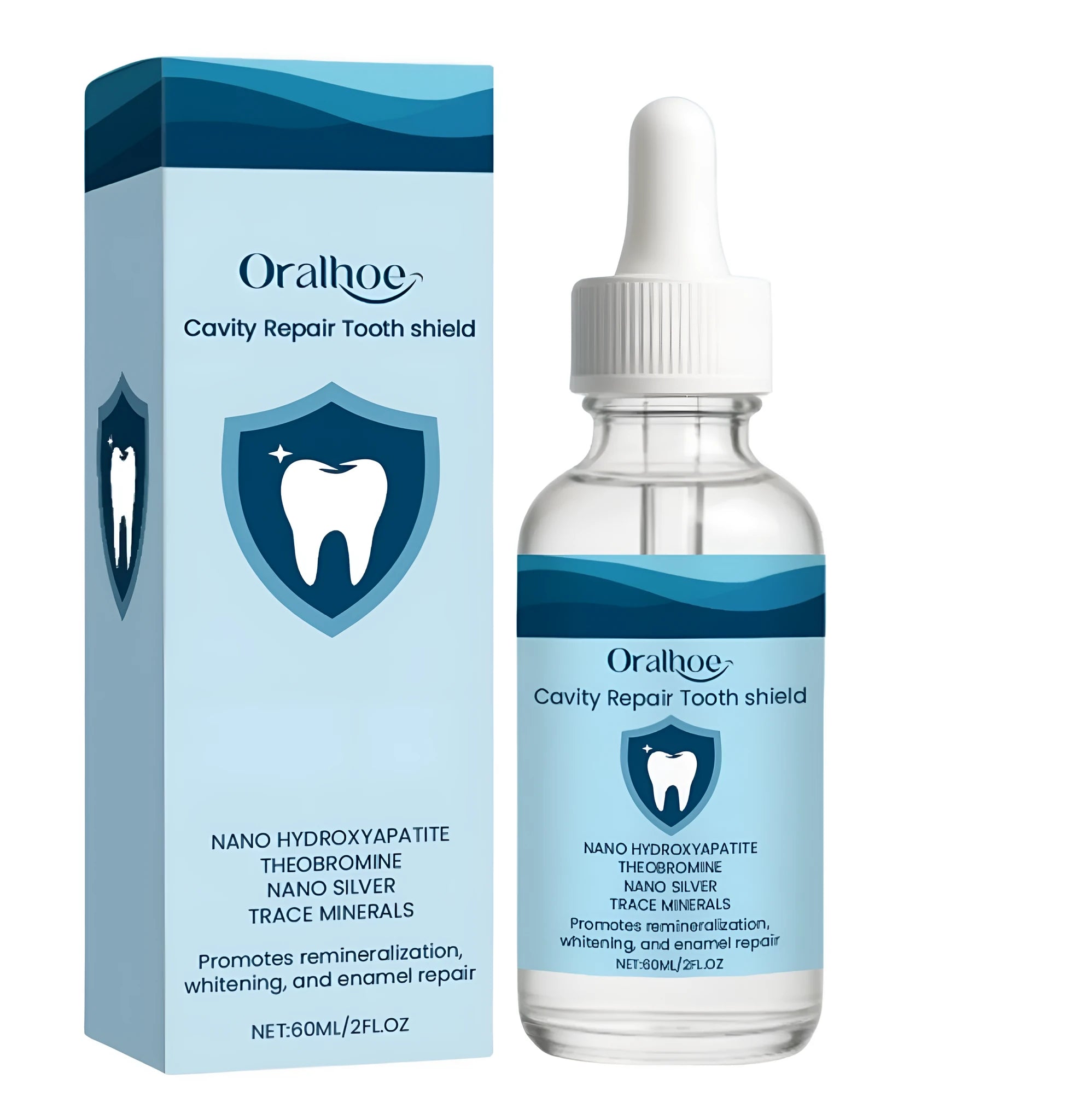 60ml bottle of hydroxyapatite dental restorative fluid with colloidal silver and theobromine