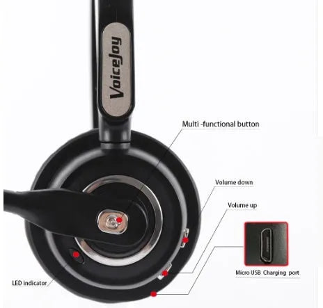 Truck driver Bluetooth headset with microphone featuring noise cancellation technology for office use