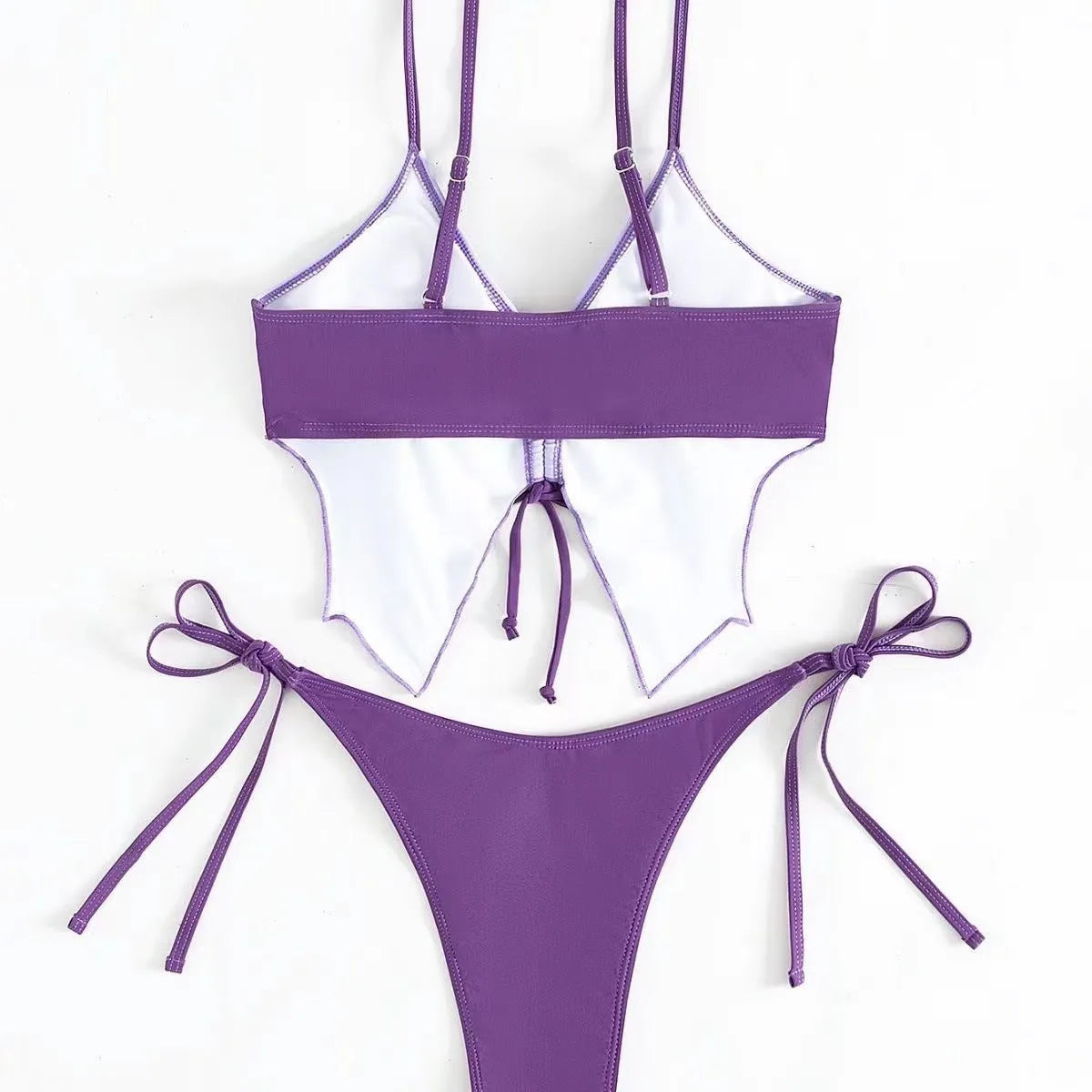 Women's bow-detailed bikini suit in briefs style with sleeveless split design