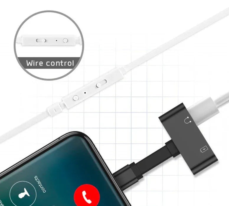 2 in 1 Lightning adapter for iPhone, black, aluminium alloy shell, compact 20mm size