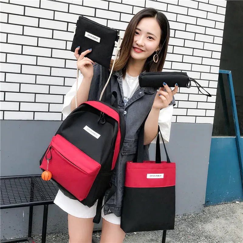 Canvas backpack for women medium 20-35L square shape zipper closure with soft handle and air cushion strap