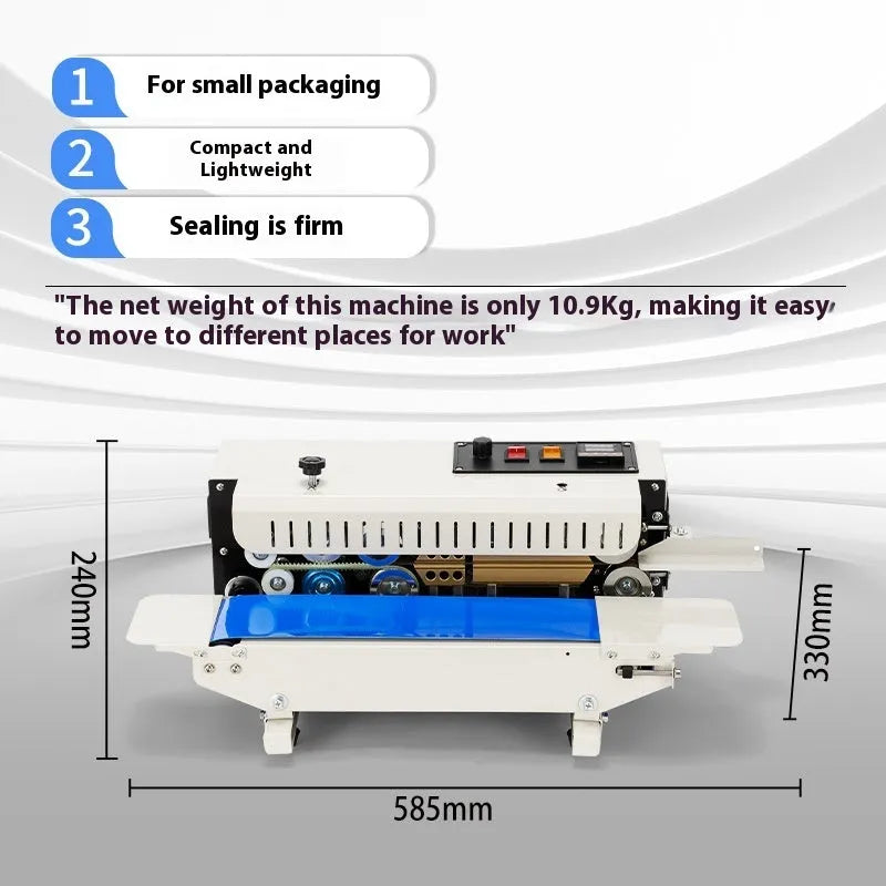 Portable steel seal sealing machine with printable date functionality for commercial packaging applications