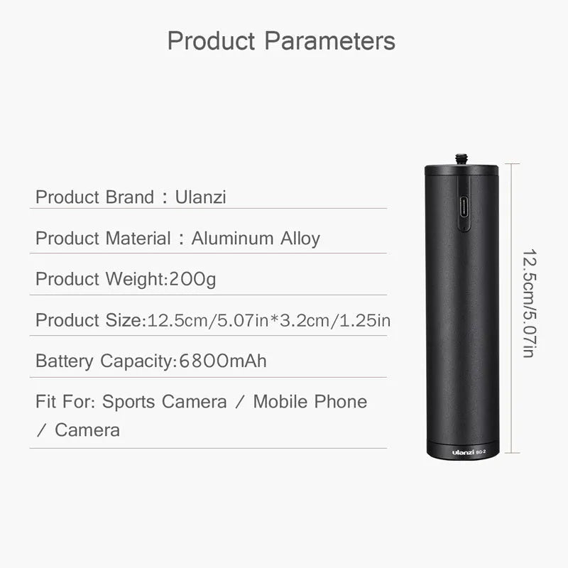 Black aluminium alloy charging treasure handle power bank with integrated grip