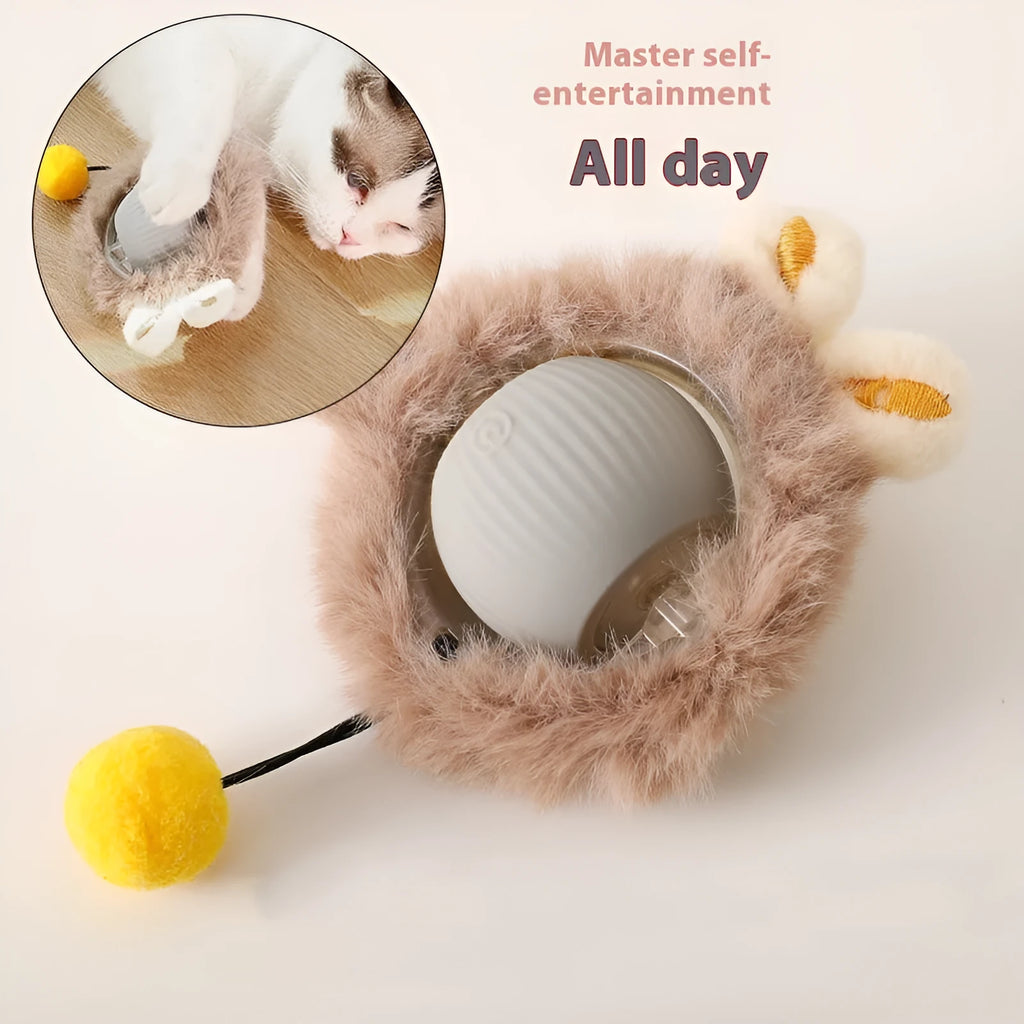 Self-Hi funny cat rolling ball toy in plush cat ball style, available in red, green, and gray colours