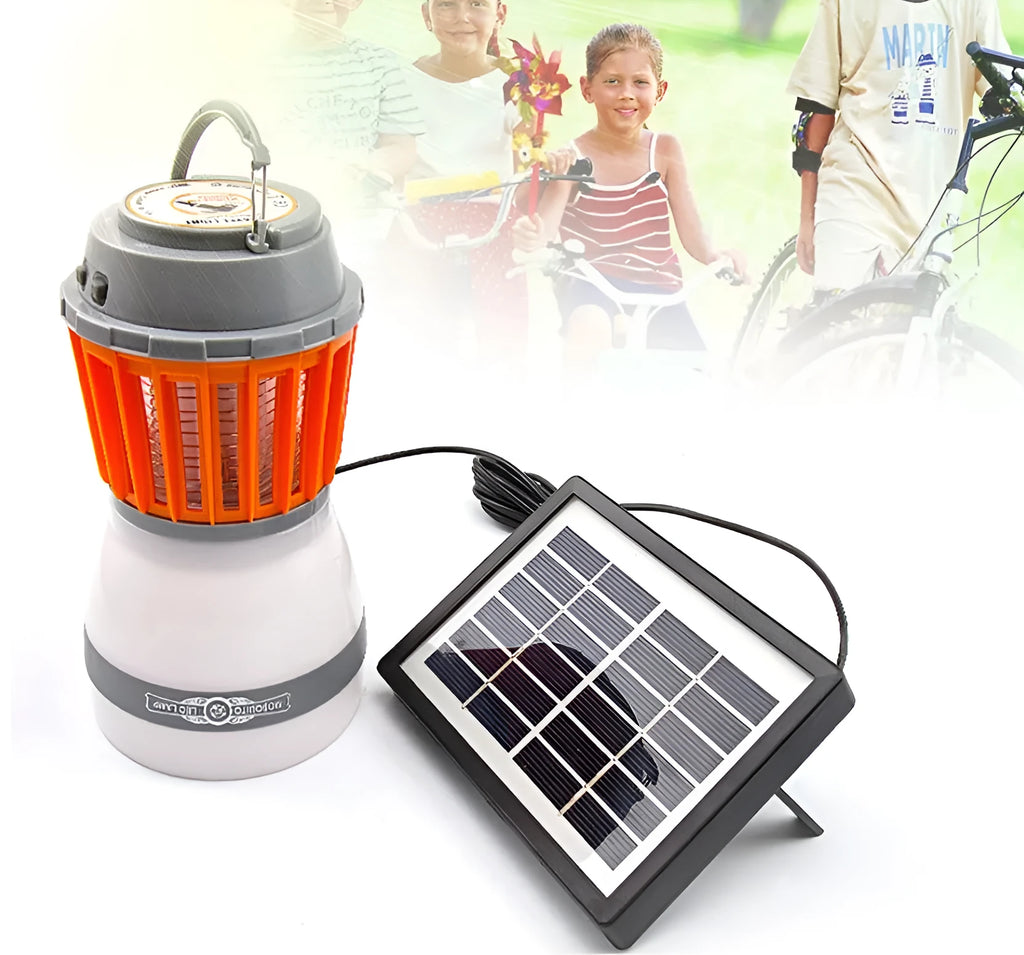 Solar mosquito lamp with IPX6 waterproof rating, 2200MAH battery, and ABS body for camping