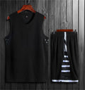 Black and white basketball training vest and pants set for sports and fitness