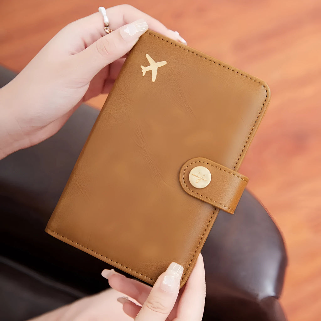 Multifunctional passport holder bag with aircraft pattern sewing line detail, available in multiple colours
