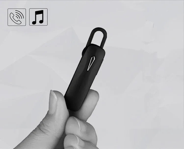 M163 Bluetooth car headset in black and white colour options for hands-free calling and music control