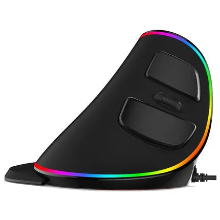 Vertical ergonomic snail-shaped RGB wired computer mouse with USB cable