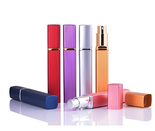 12ml aluminum perfume tube square empty bottle with glass liner in silver finish
