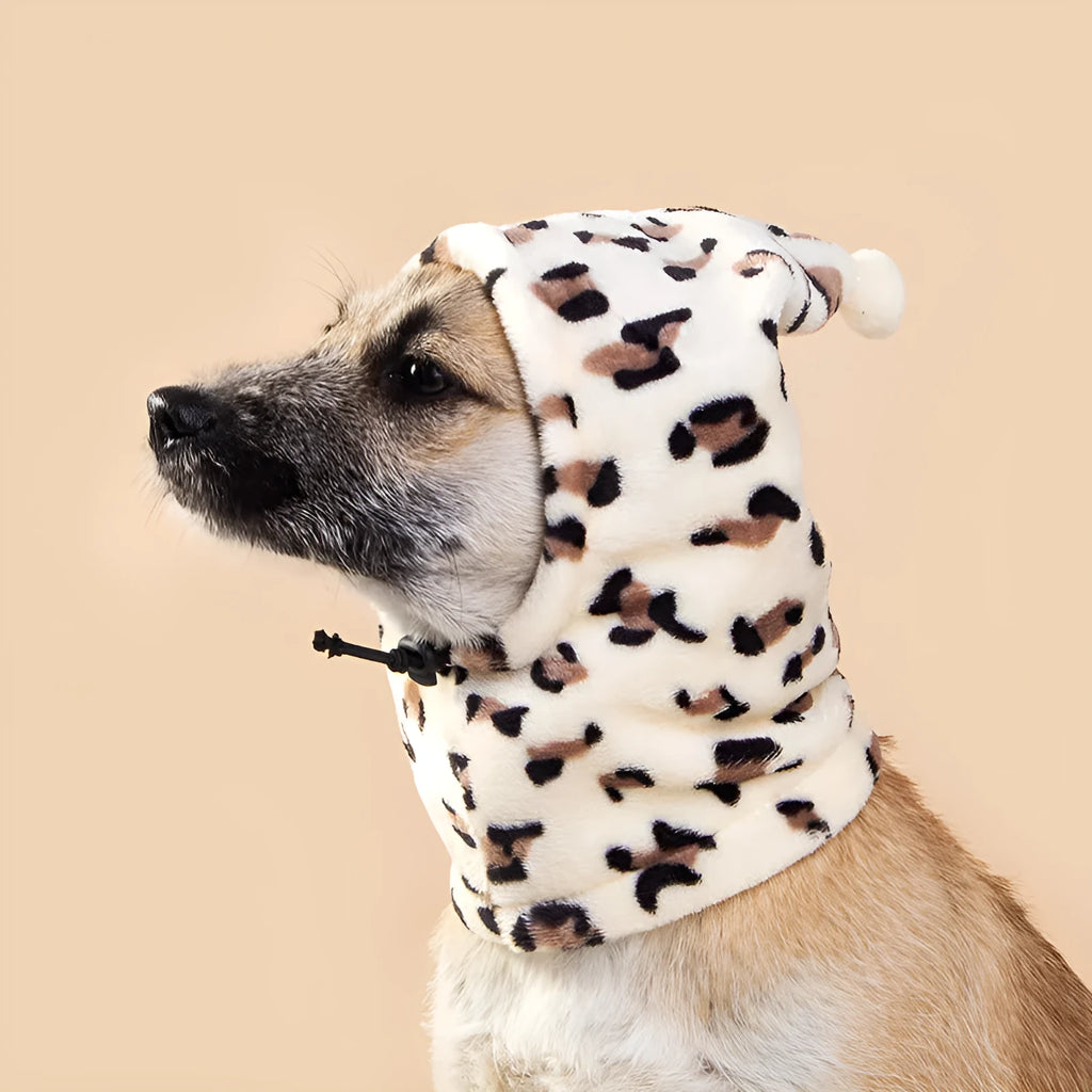 Cute bear and rabbit ear cloth pet headgear for dogs and cats in black, leopard print, and red