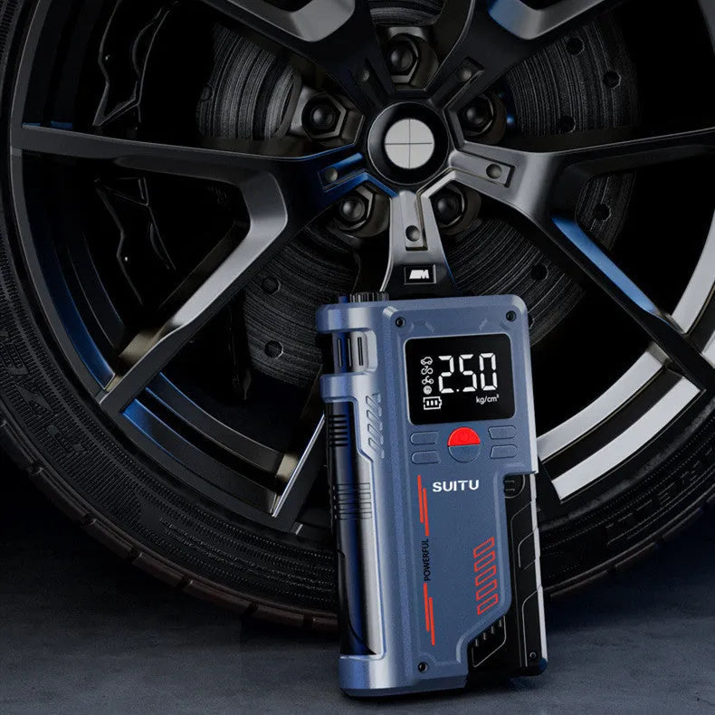 Wireless lithium battery emergency start power supply with inflator, ABS casing, 206x110x54mm