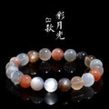 Natural moonstone bracelet with colourful moonlight pattern and 8mm beads