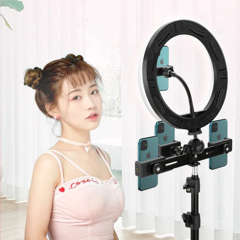 10 inch ring selfie light with adjustable metal bracket for smartphone photography