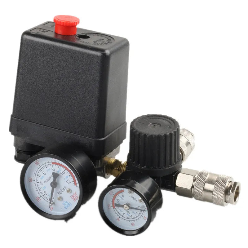 Air compressor pressure switch assembly with adjustable 0.5-0.8 MPA range and dual 220V 380V voltage compatibility