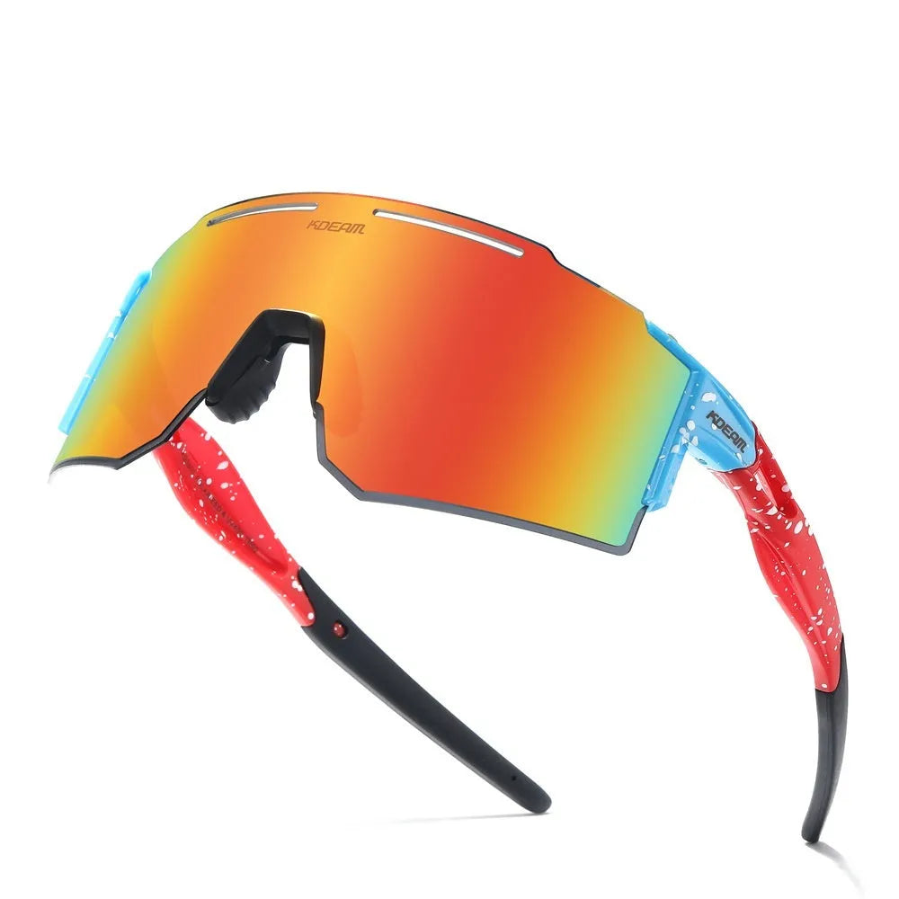 Polarized cycling sunglasses with ultralight TR90 frameless frame, windproof design, available in multiple colours