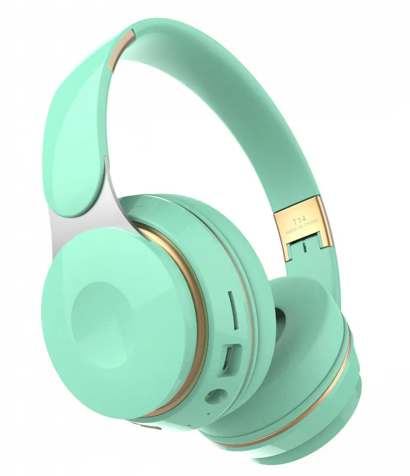 Bluetooth wireless foldable over-ear headset in black with aluminium alloy frame and padded ear cups