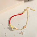 925 silver koi peace buckle bracelet with Hetian jade and red rope, gold electroplated finish
