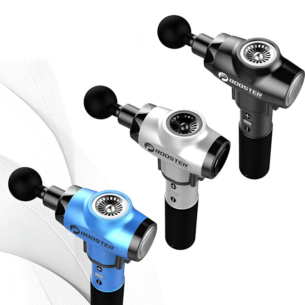 Professional black and white muscle relaxation massager with adjustable speed control