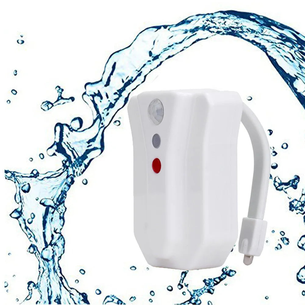 8-color LED toilet light with motion sensor and flexible stick for toilet bowl