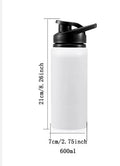 White aluminium cycling water bottle with double-walled insulation in 600ml and 750ml capacity options