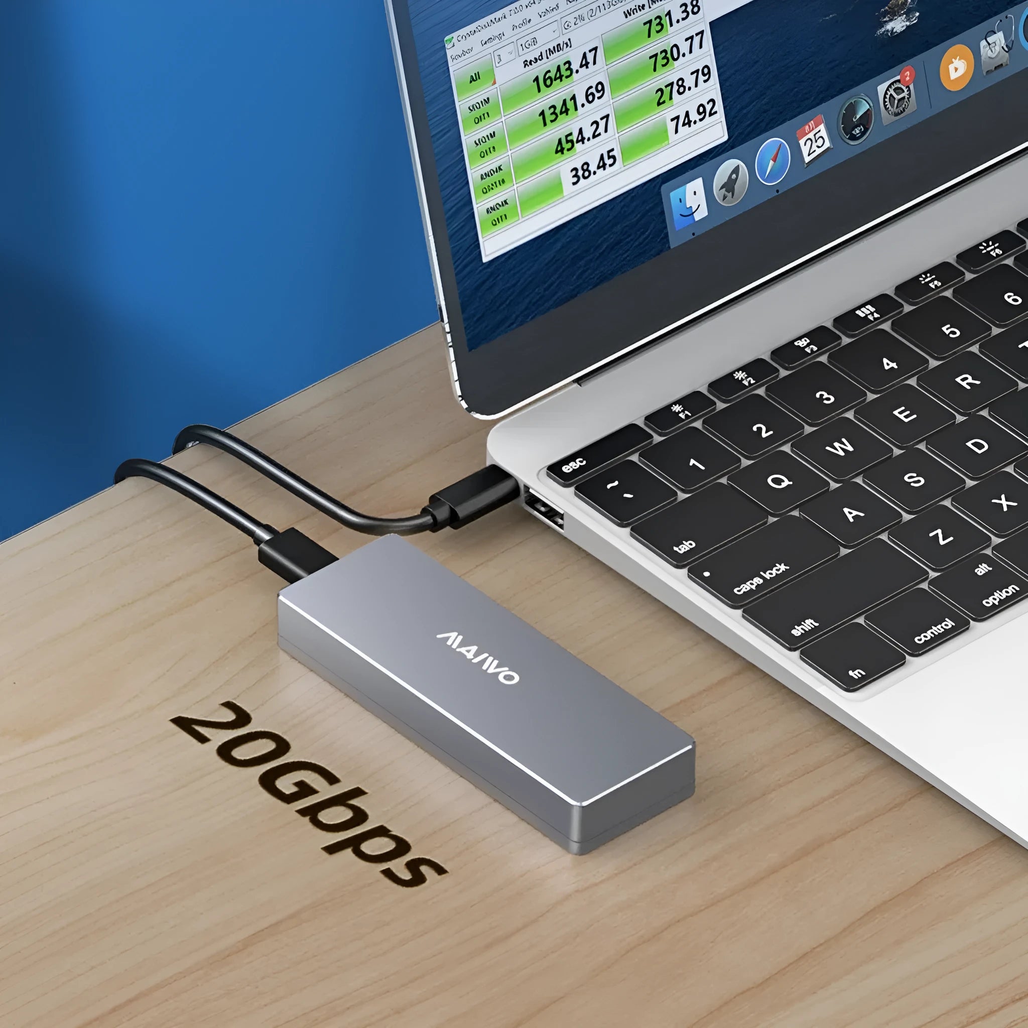 M.2 SATA SSD hard drive enclosure with Type-C cable, screwdriver, screws, and silicone heat pad