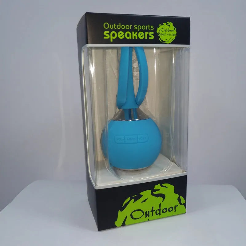 Mini waterproof Bluetooth speaker with stainless steel net and LED light in blue