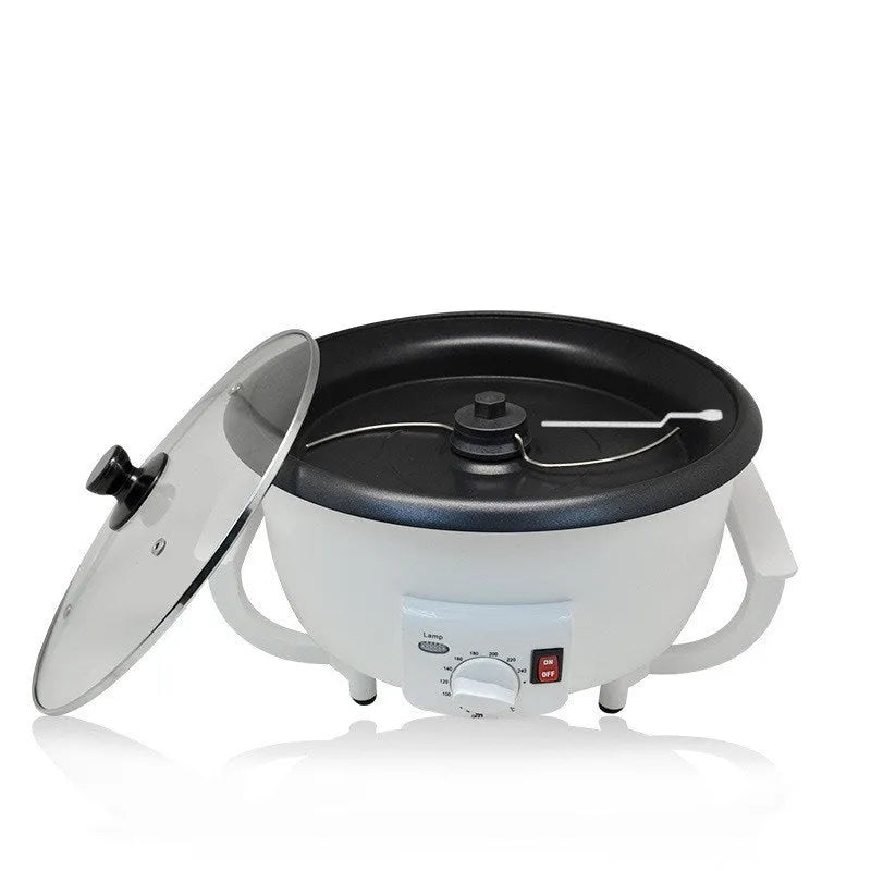 White electric coffee roasting machine with 750g capacity drum roaster for home use