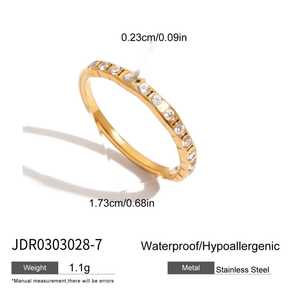 Men's geometric stainless steel ring with zircon stones in European American style.