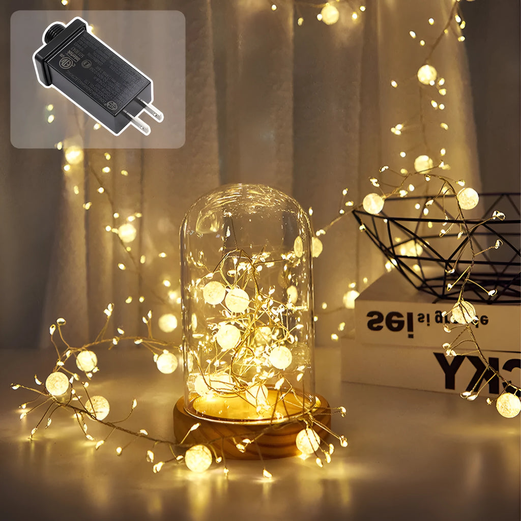 400LED 6-metre indoor fairy string lights with flower-shaped bulbs and IP66 protection, plug-in mode