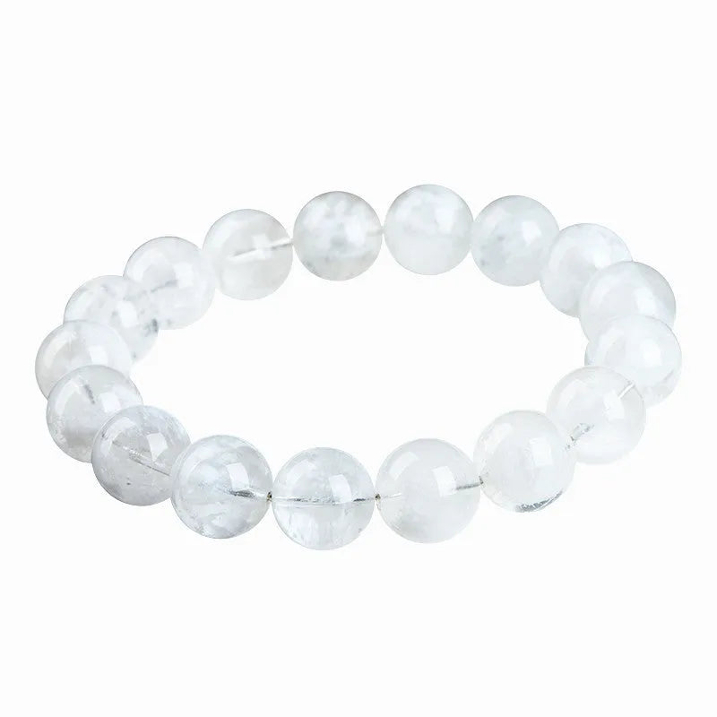 Women's crystal bracelet with natural blizzard snowflake round beads in geometric shape