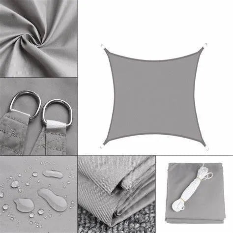 Blue curved square polyester waterproof shade sail, 3x4m for garden patio use