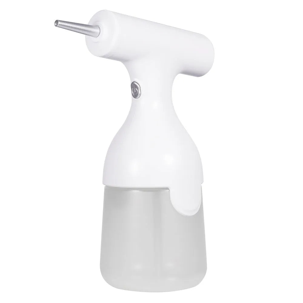 White electric foam soap dispenser gun with 350ml capacity and IPX5 waterproof design on bathroom counter