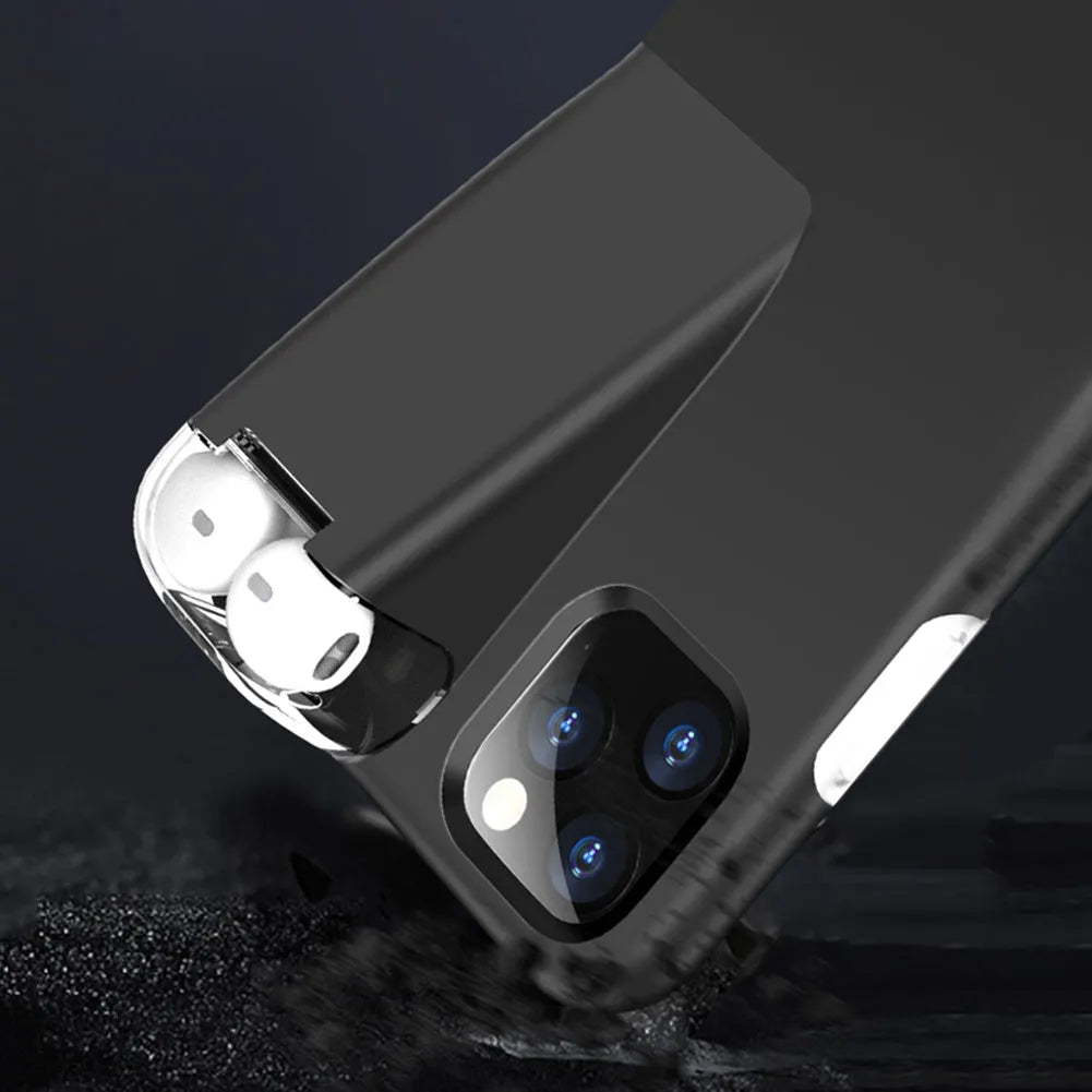 2-in-1 matte acrylic and silicone case cover for iPhone and AirPods charging case in black