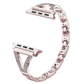 Stainless steel Apple Watch strap with diamond studs in multiple colour options