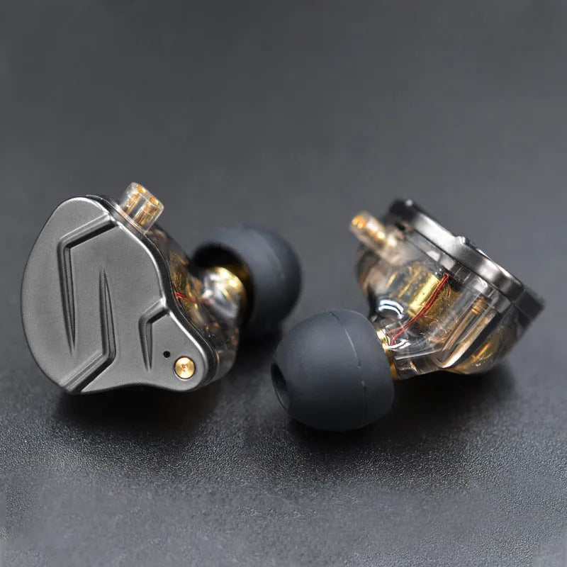 Subwoofer metal in-ear headphones with ear-wrap design in blue colour