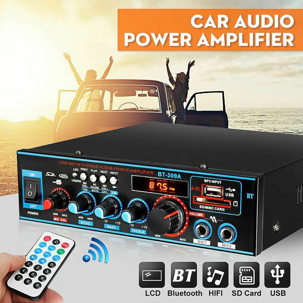 BT-309A-A black iron case Bluetooth recording amplifier with remote control