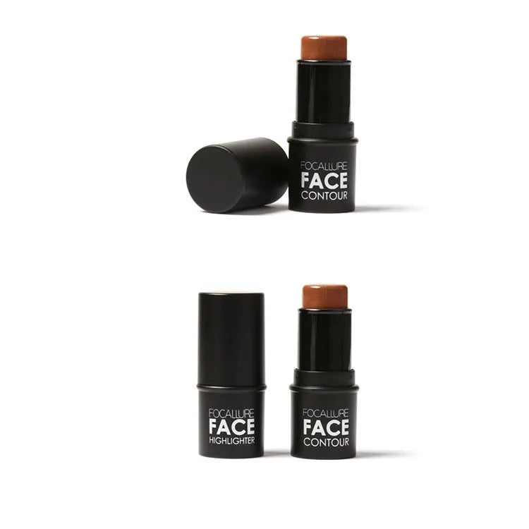Four shade options of a face contour highlighter makeup product for cheekbone and jawline definition.