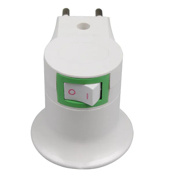 White E27 screw lamp holder wall plug adapter with on-off switch and bakelite construction
