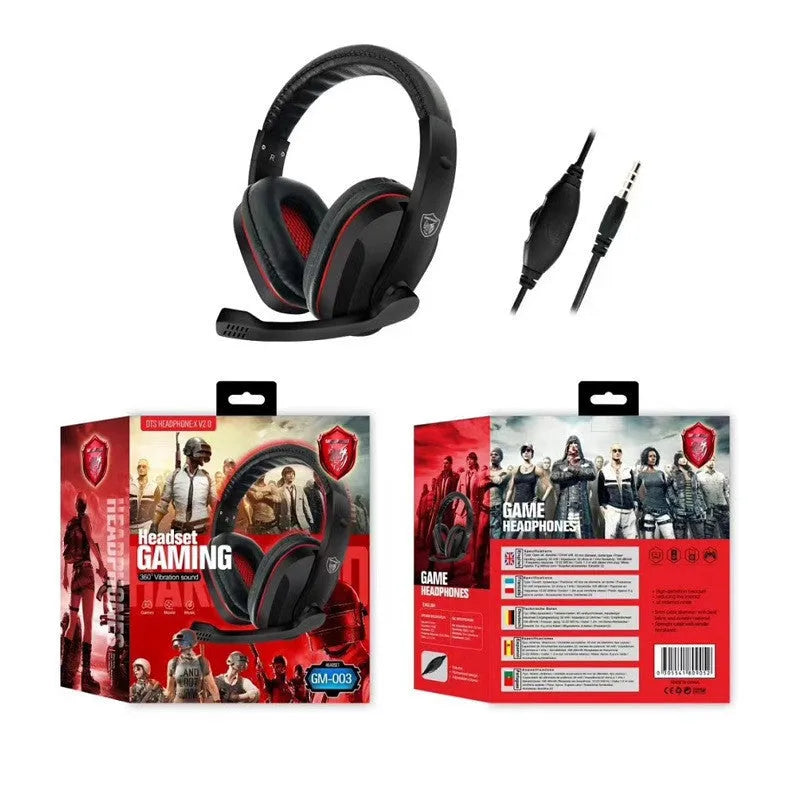 Black wired gaming computer headset with 6.3mm plug and 1.2m cable for heavy bass.