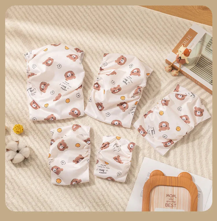 Pet sanitary pant reusable dog nappy with fastener tape and elastic waistband in blue bear pattern