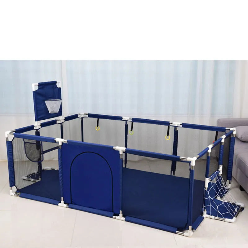 Children's playpen tent with Oxford cloth and stainless steel frame, dark grey colour, 1.22m by 2.3m by 1.05m size.