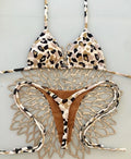 Women's printed bikini swimsuit in quick-drying nylon fabric with cotton-lined briefs