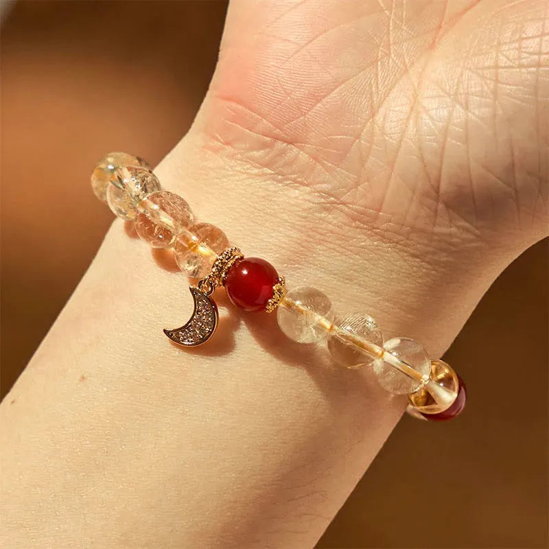 Handcrafted citrine crystal bracelet for women, niche style handmade jewellery